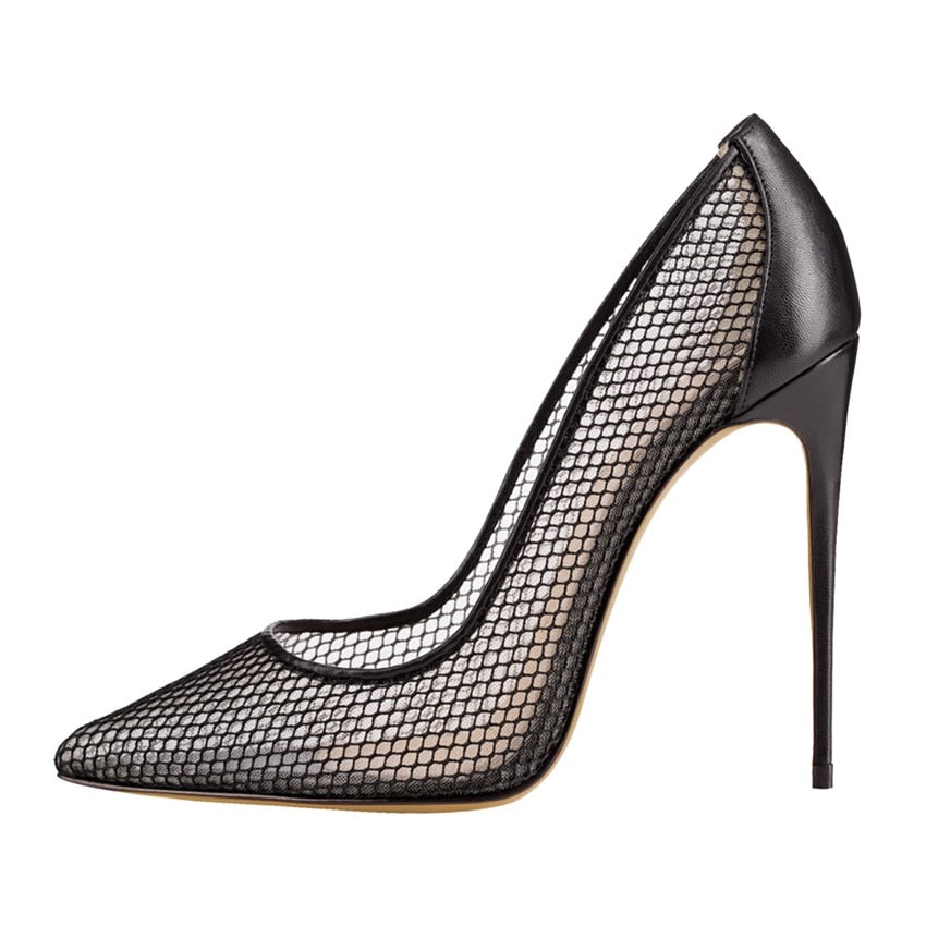 Adelle Lirious Black Mesh Pumps