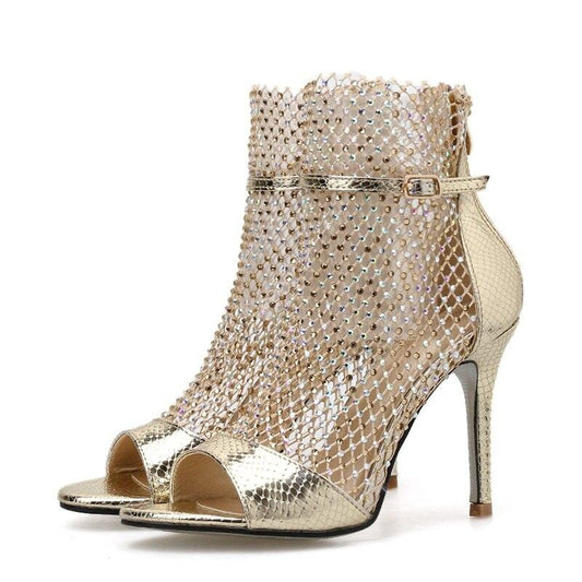 Ella Stique Rhinestone Mesh Boots