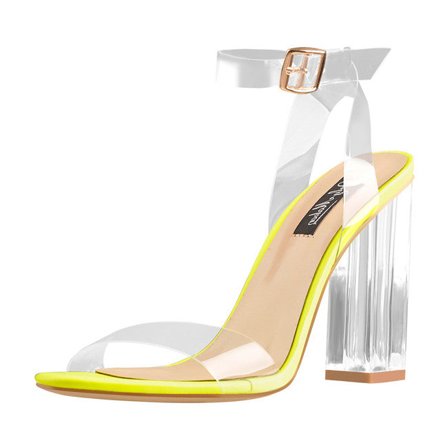 Allison Chains Clear Ankle Strap Sandals