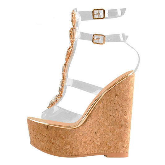 Dee Lister Rhinestones Wedge Sandals