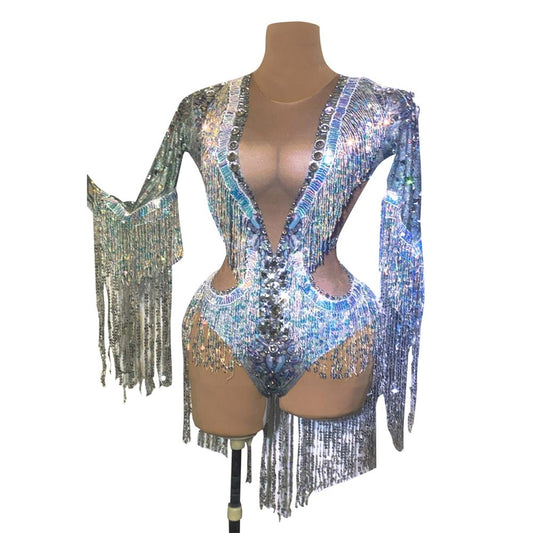 Genna Russ Sparkling Tassel Bodysuit