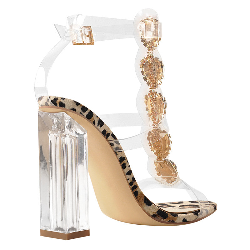 Miss Fortune Transparent Rhinestones Sandals