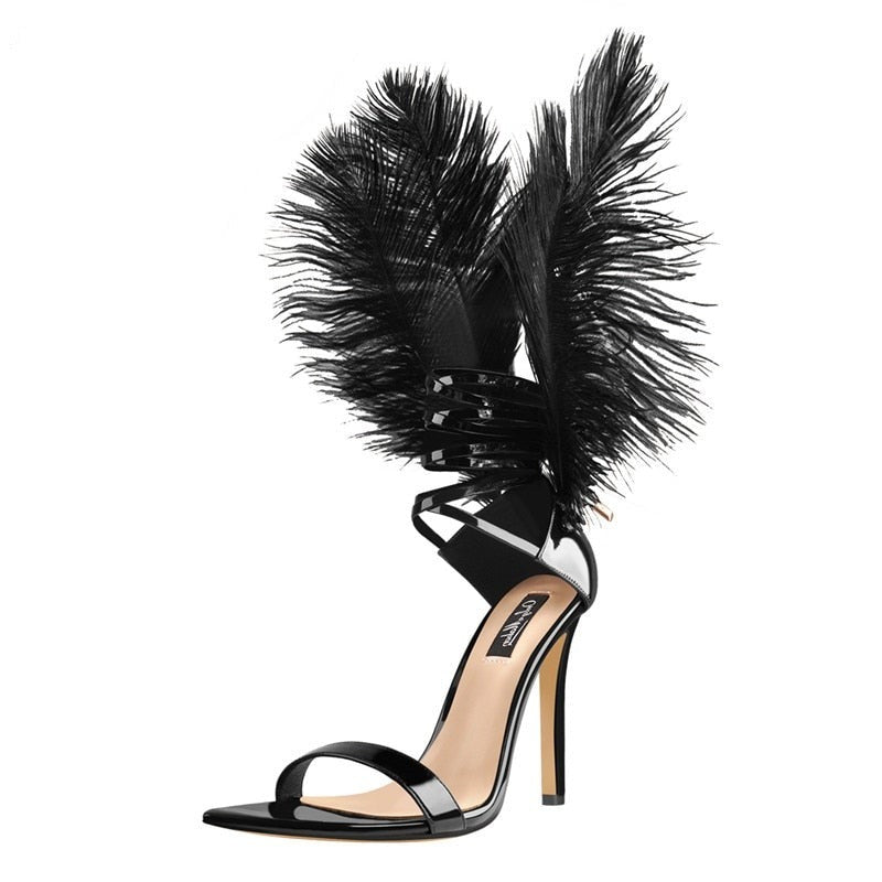 Eve Ville Black Feather Sandals