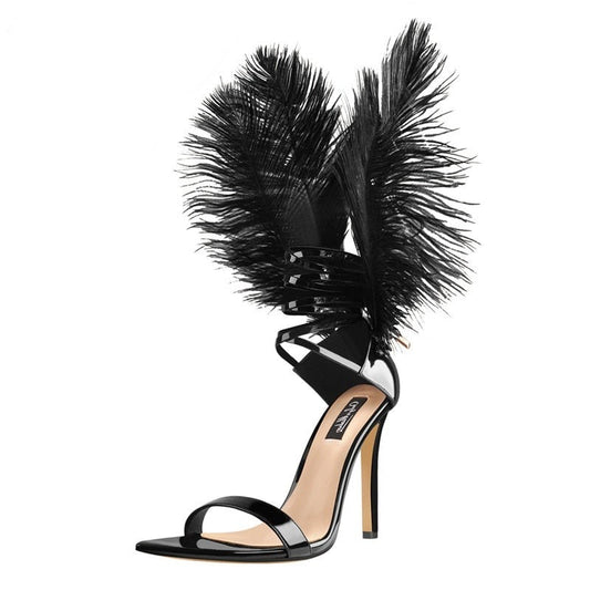 Eve Ville Black Feather Sandals