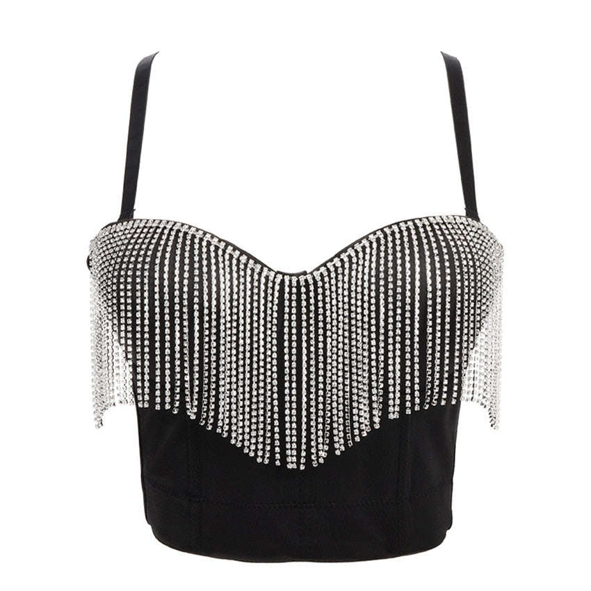 Tassel Rhinestone Crop Top