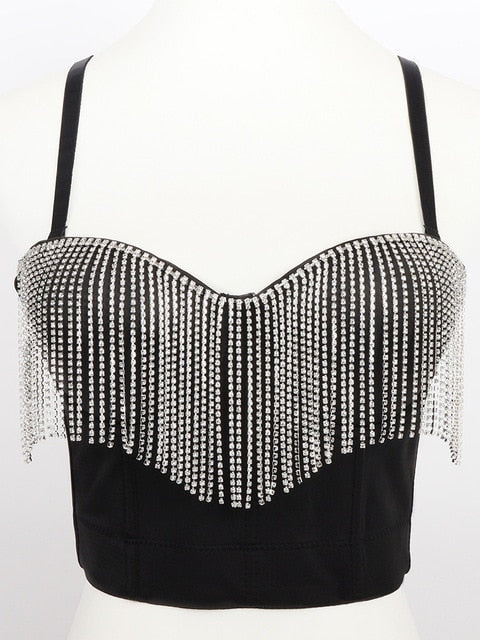 Tassel Rhinestone Crop Top