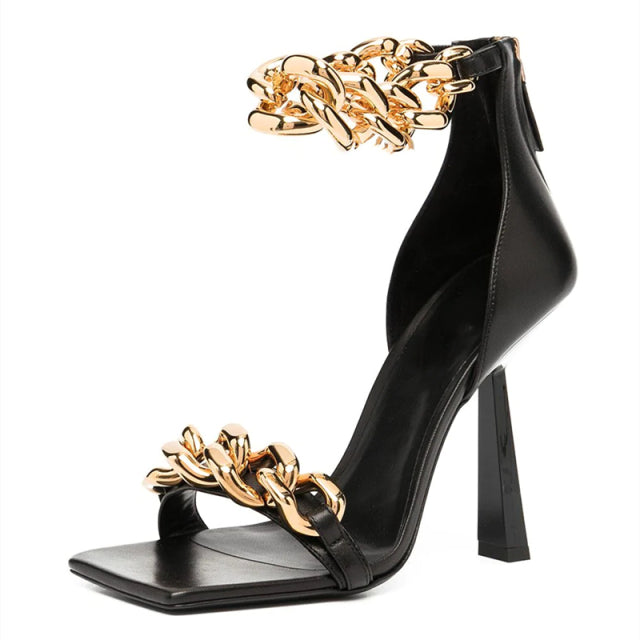 Bi Felicia Genuine Leather Chain Sandals