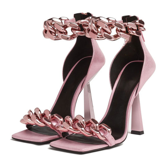 Bi Felicia Genuine Leather Chain Sandals