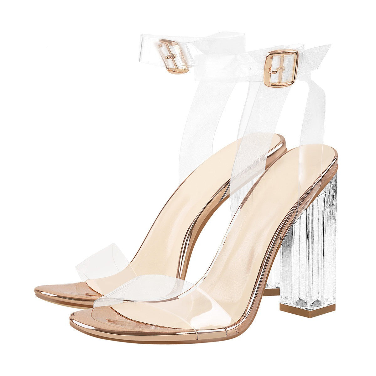 Allison Chains Clear Ankle Strap Sandals