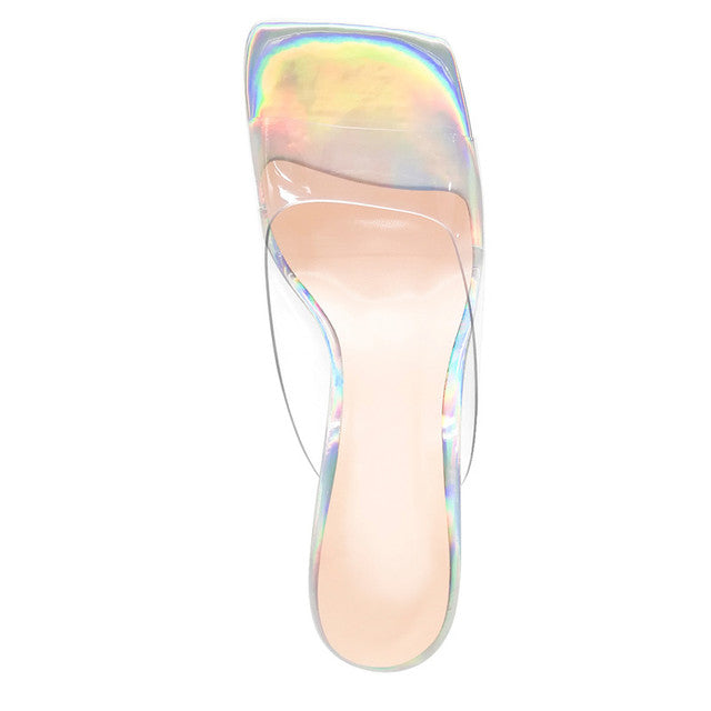 Sarah Tonin Holographic Transparent Sandals