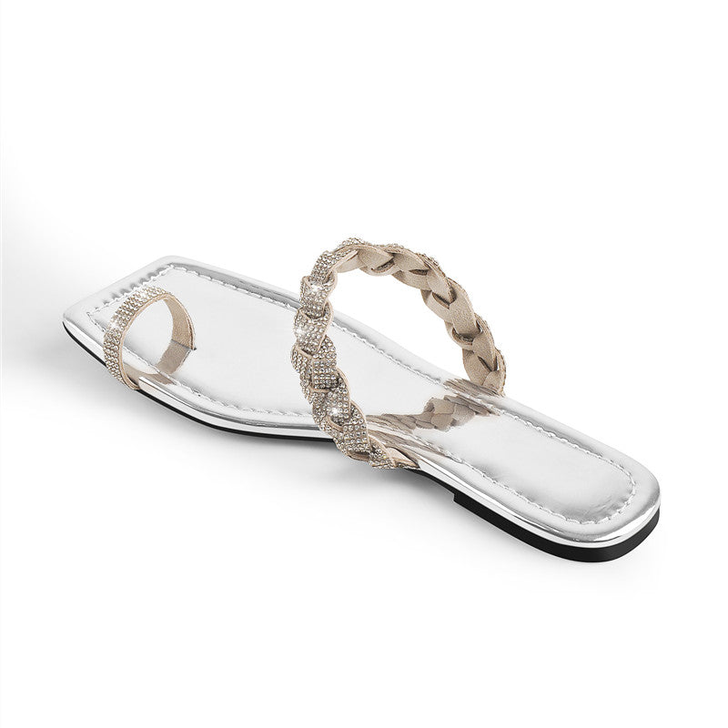 Naye Buloos Rhinestone Flat Sandals