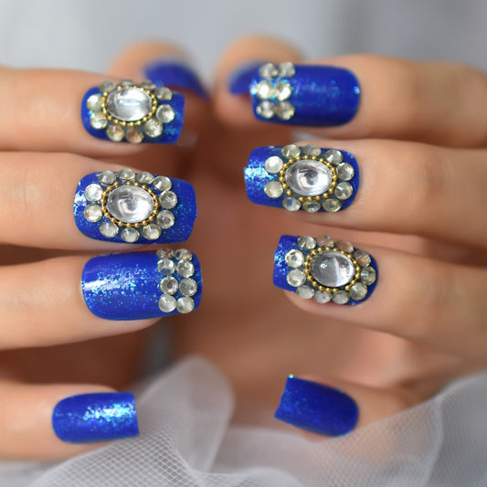 Bea Constrictor Diamond Blue Press On Nails