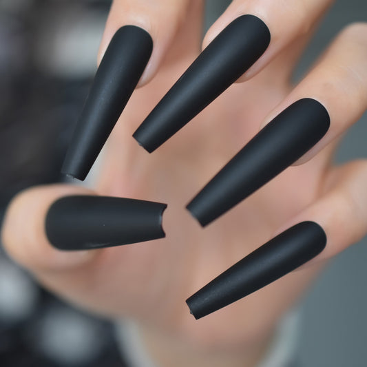 Extra Long Solid Black XXL Press On Nails