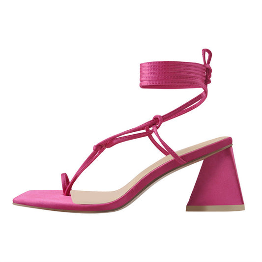 Square Toe Satin Sandals