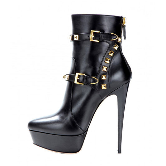 Paige Turner Rivet Platform Ankle Boots