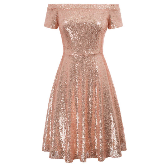 Queen Shuga Cain Sequined Off Shoulder Dress