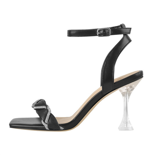 Senta Invoice Square Toe Clear Heel Sandals