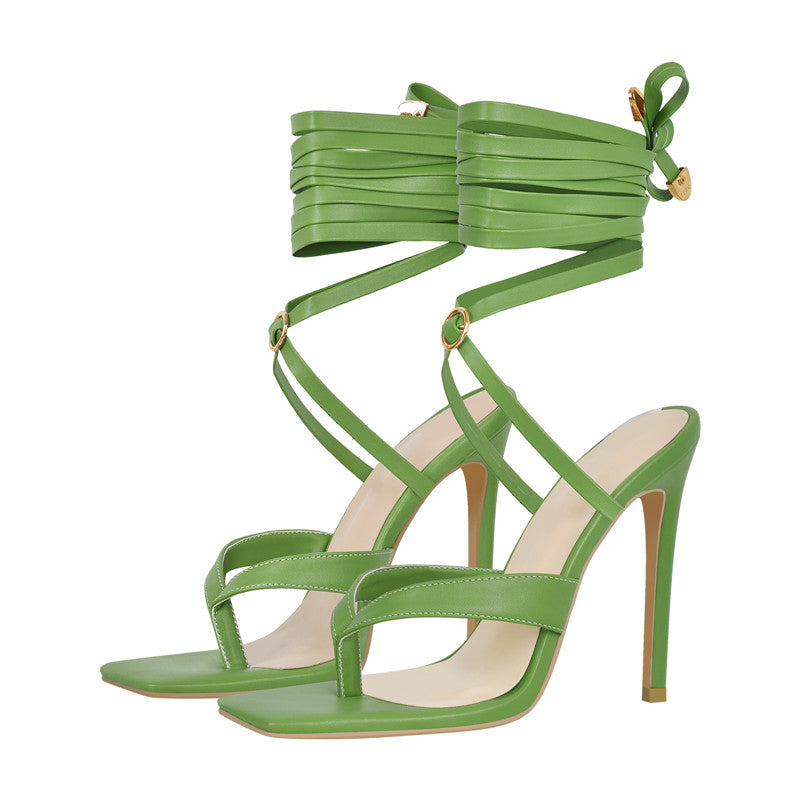 Celeste Booday Green Cross-tied Sandals