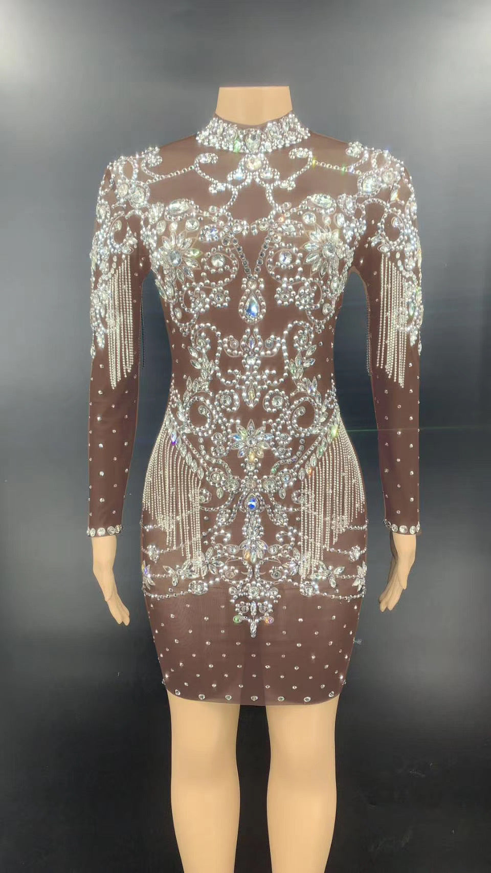 Black Phoenixxx Crystal Tassel Dress