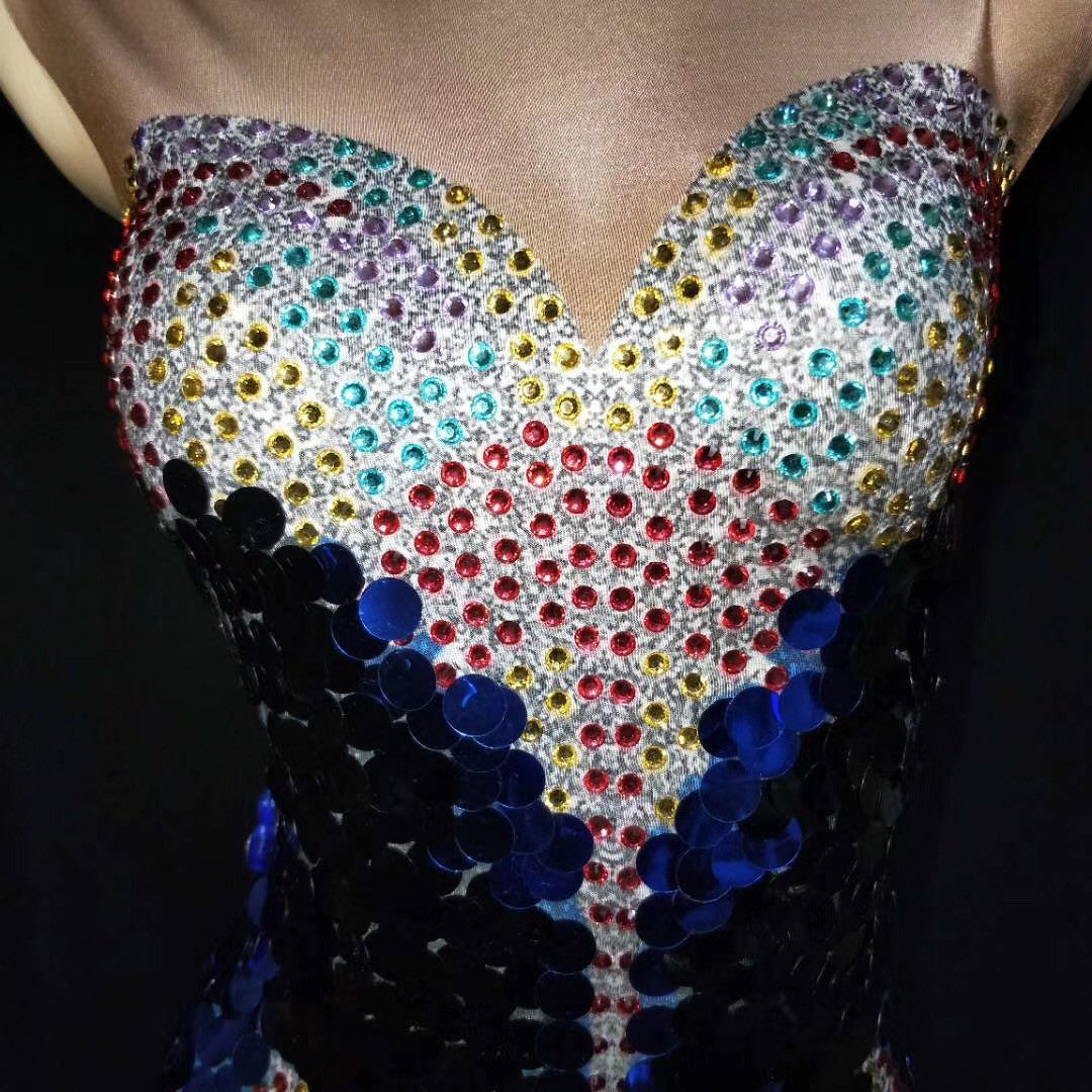 Pandora Boxxx Blue Sequin Bodysuit