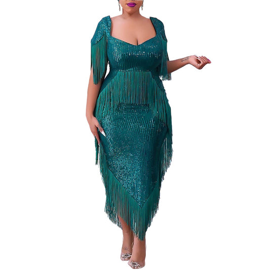 Barb Weir Sequined Tassel Dress